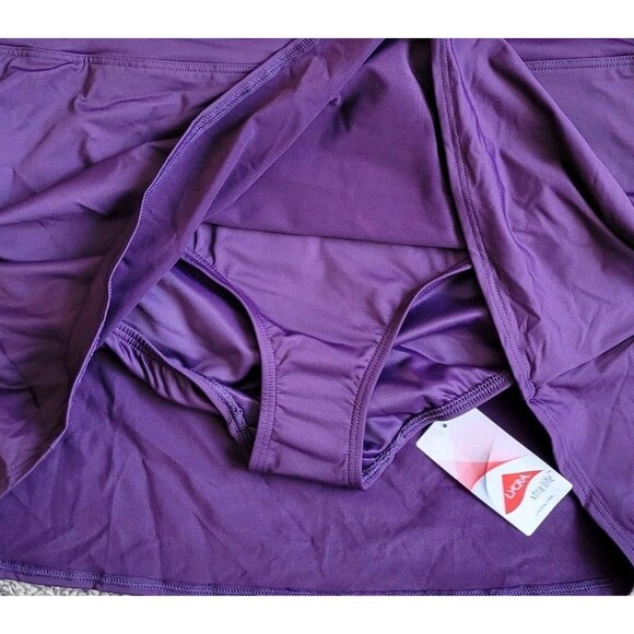 SWIM SKIRT w/ Brief 18 XL Purple 15.5" Solid Lands End Modest UPF 50 S424 - Picture 6 of 8